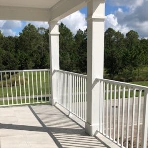 white aluminum handrail